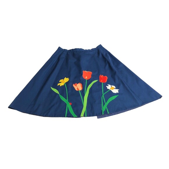 Vintage Patti Simons Half Apron Floral Embroidered Canvas Reversible Pocket Art - Picture 1 of 16